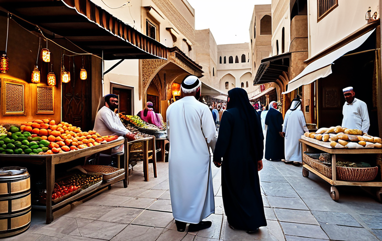 Vibrant Community Gathering**
"A bustling marketplace scene in a traditional Arabic town, featuring families and individuals interacting, fully clothed in modest, colorful attire, professional atmosphere, safe for work, appropriate content, perfect anatomy, natural proportions, warm lighting, high-resolution photography, family-friendly."
**
