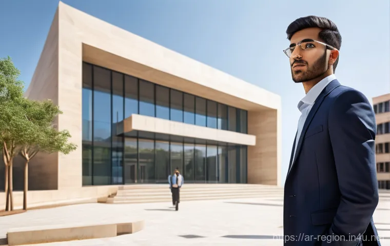 지역개발 자격증과 석사 과정 비교 - **Prompt:** A young, ambitious Arab man in his late 20s, dressed in smart business casual attire, st...