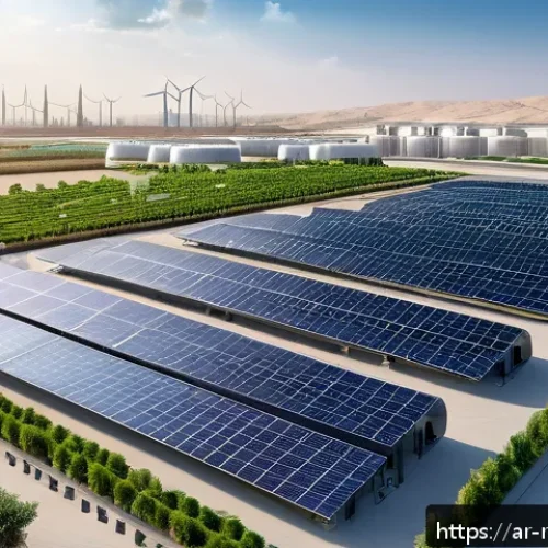 지역개발 관련 산업 동향 - A futuristic industrial zone in the Middle East featuring smart digital infrastructure with integrat...